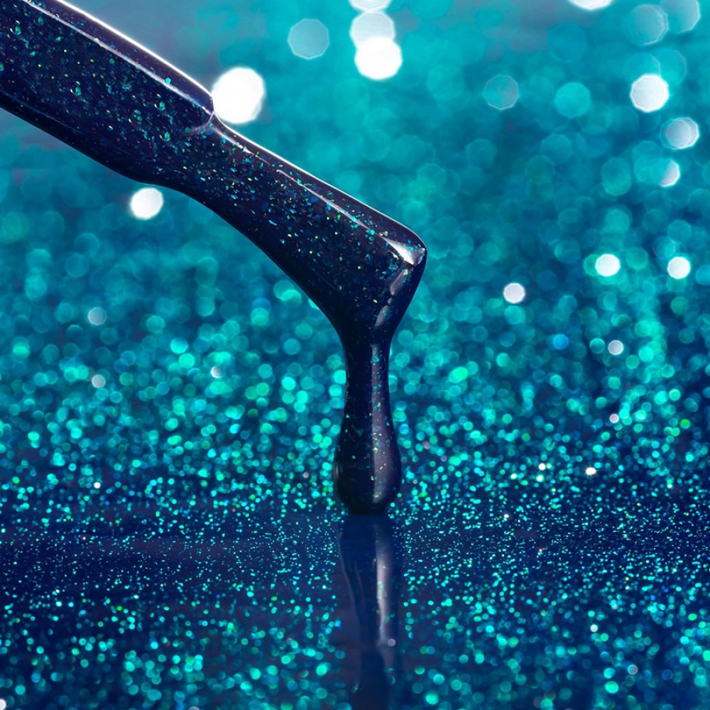 Гел лак №100 AQ Тъмносин със зелен седеф 12 мл.